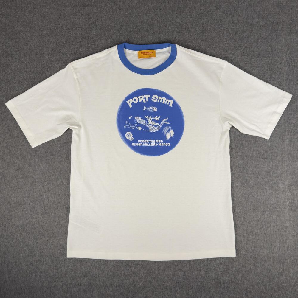 SIMON MILLER x MANGO Shirt Womens Medium White Port SMM Ringer Mermaid Tee